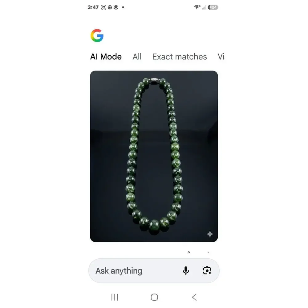 Vintage Deep Green Jadeite/Nephrite Beaded Strand Necklace, Pre-Owned